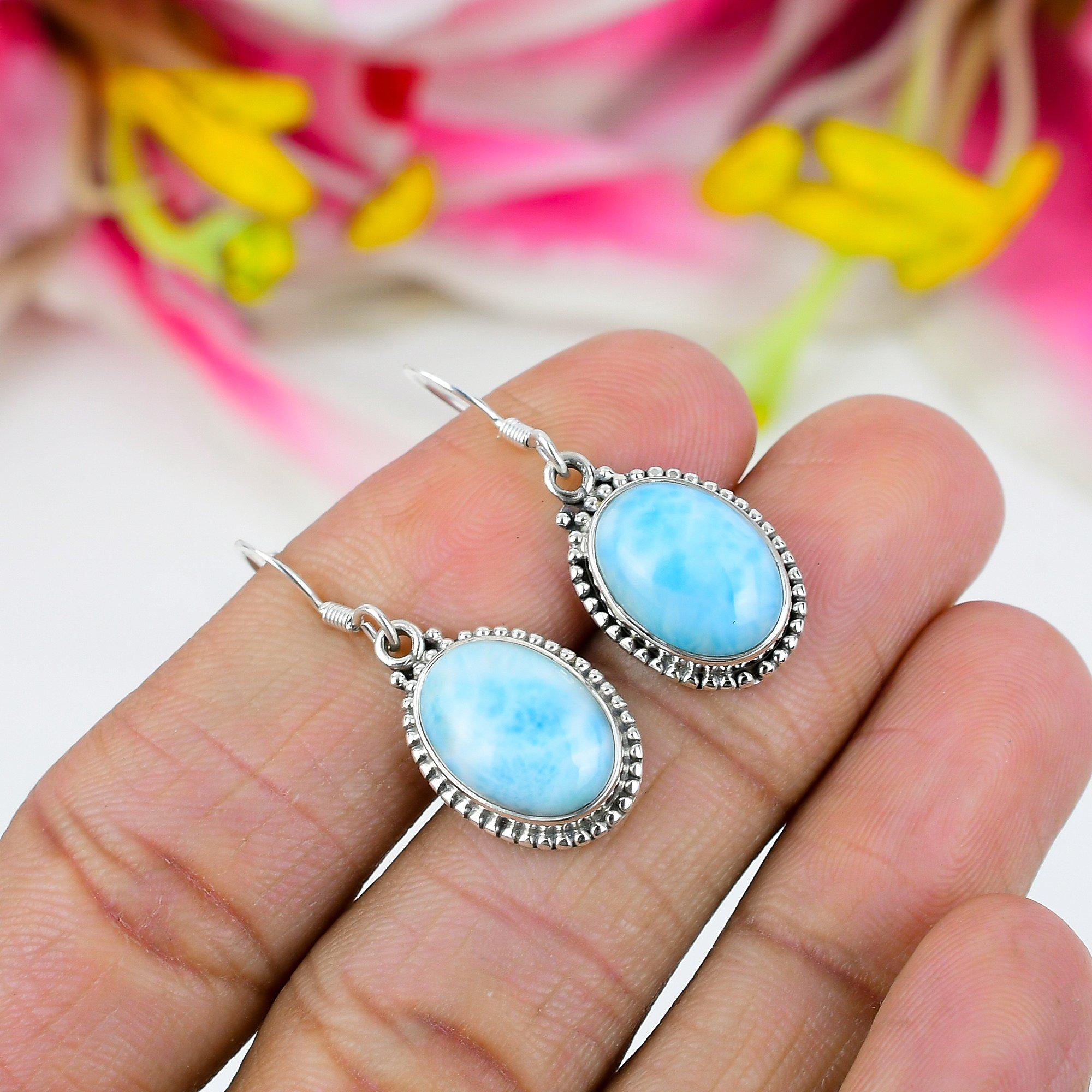 

Серьги из чистого серебра 925 пробы с драгоценным камнем Natural Republic Ларимар 1,25 дюйма g0A08