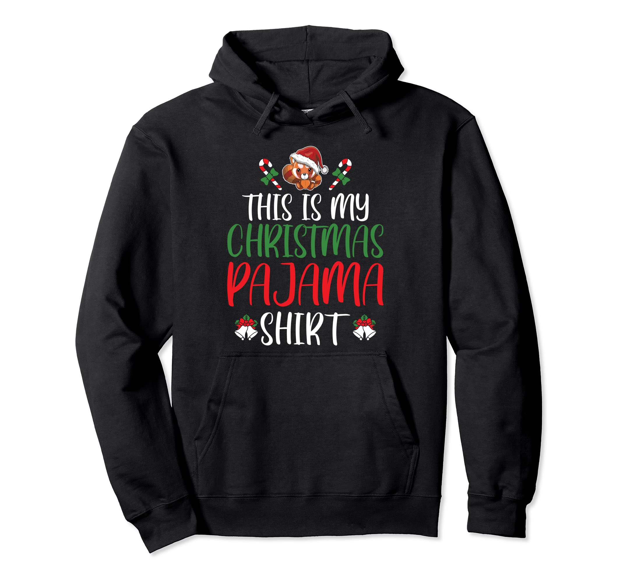 

Funny Red Panda Santa Hat Christmas Lights Christmas Hoodie чёрный