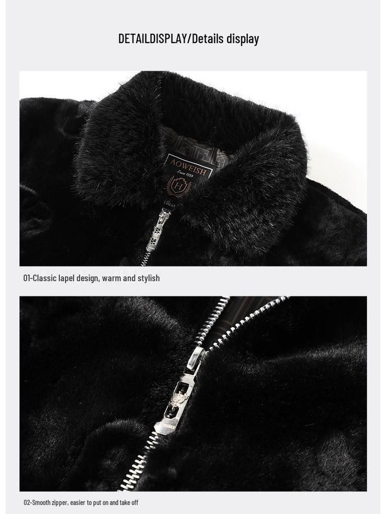 Men's Gold Sable Velvet Jacket: Fashionable Casual Warm Fur Coat for Autumn and Winter