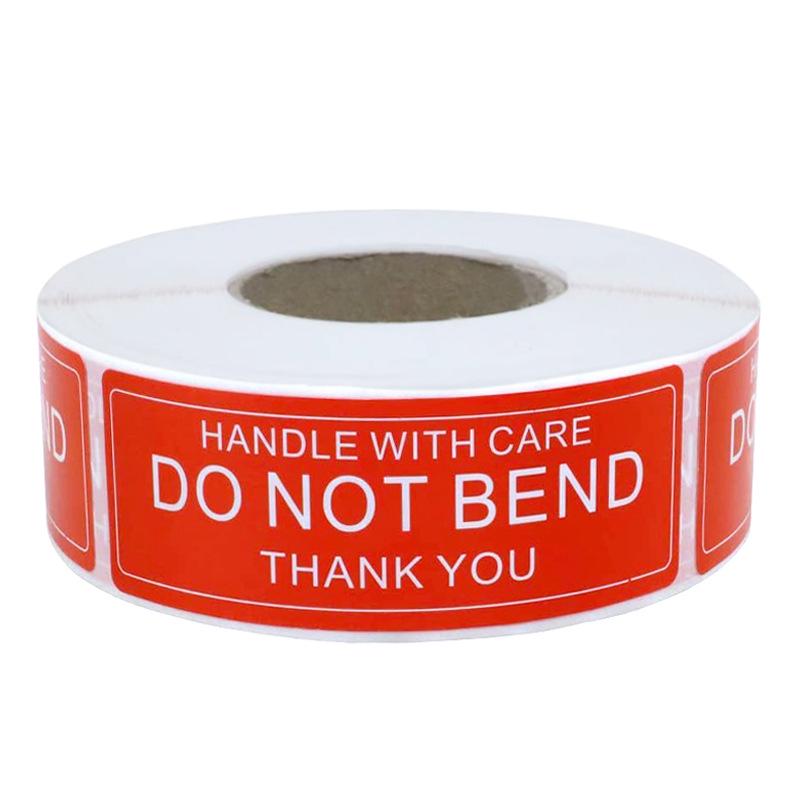 In-Stock Red  Handle with Care: Do Not Bend  Fragile Shipping Label Sticker. 150 stickers/roll