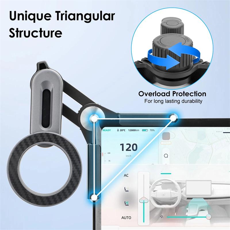 Phone Car Holder For Tesla Model 3/Y Central Control Screen Magnetic Car Phone Holder 360 Degree Rotation Screen Holder