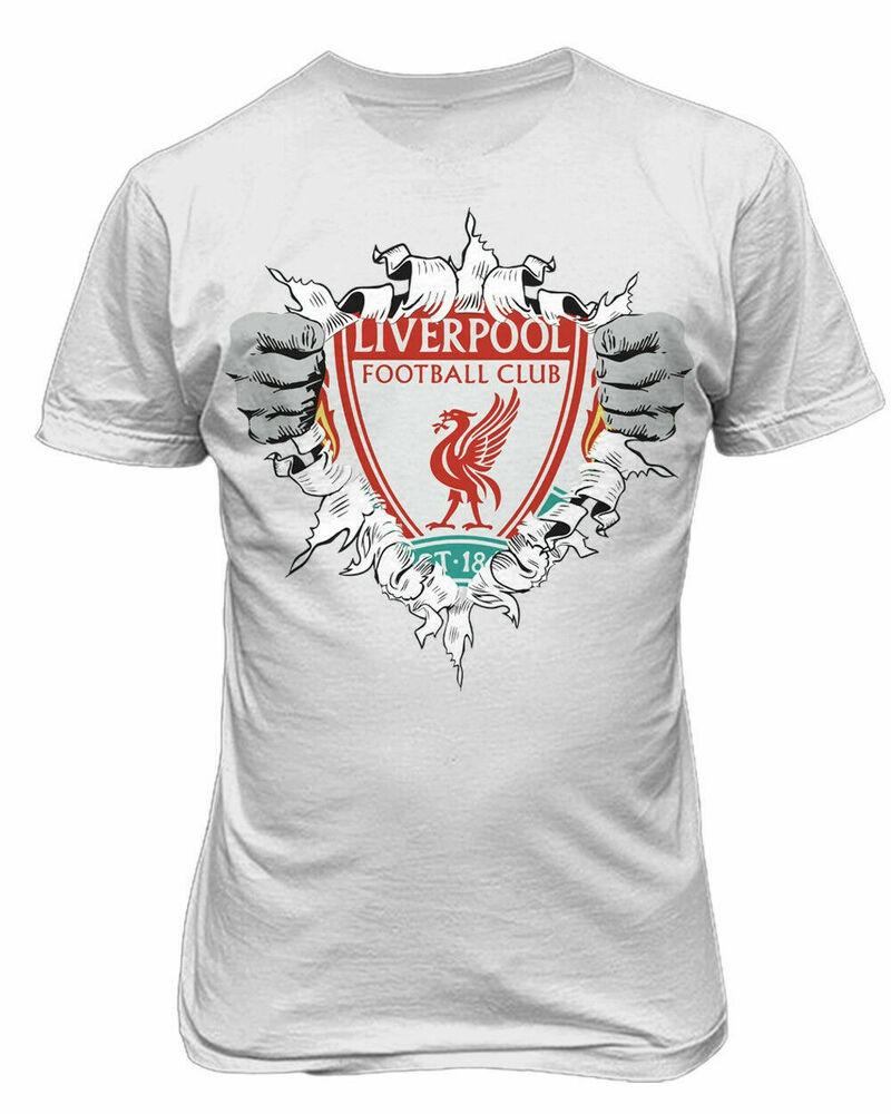 

Ripped Lfc Shield Football Liver Bird Sport Team Logo Legendary White T-Shirt