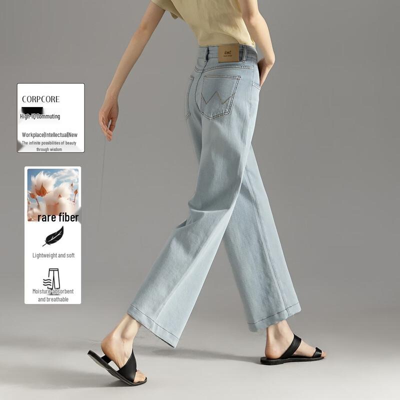 Women s Loose Fit Cropped Washed Jeans XL светло-синий