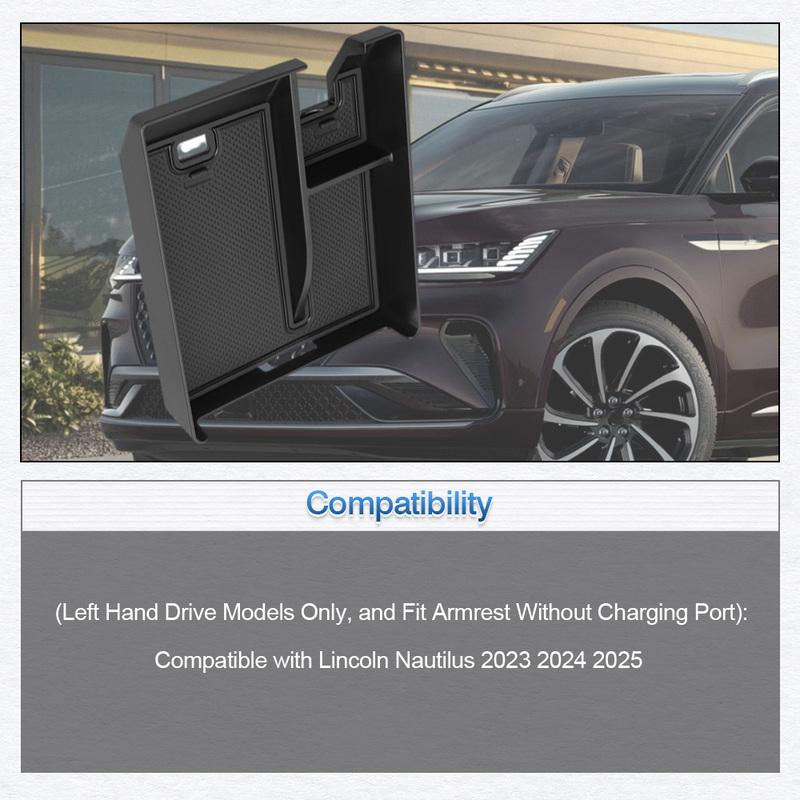 Car Center Console Organizer Tray ABS Armrest Storage Tray with Non-slip Mat For Lincoln Nautilus  2024 2025 For LHD only