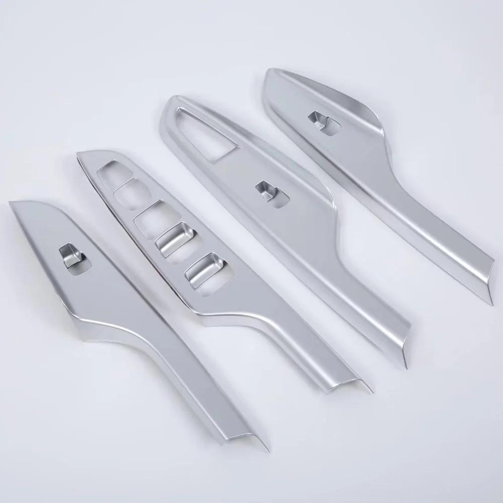 Car Interior Door Window Lift Switch Button Panel Cover Trim For Hyundai Kona Encino Kauai 2017- Carbon Fiber Accessories