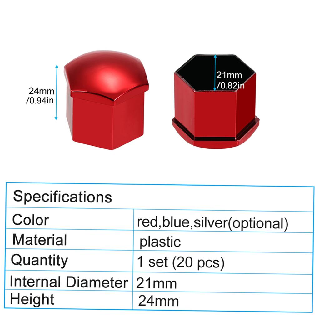20 Stück Universal 21 mm Radmutternabdeckungen Radmutternkappen Schraubenschutz