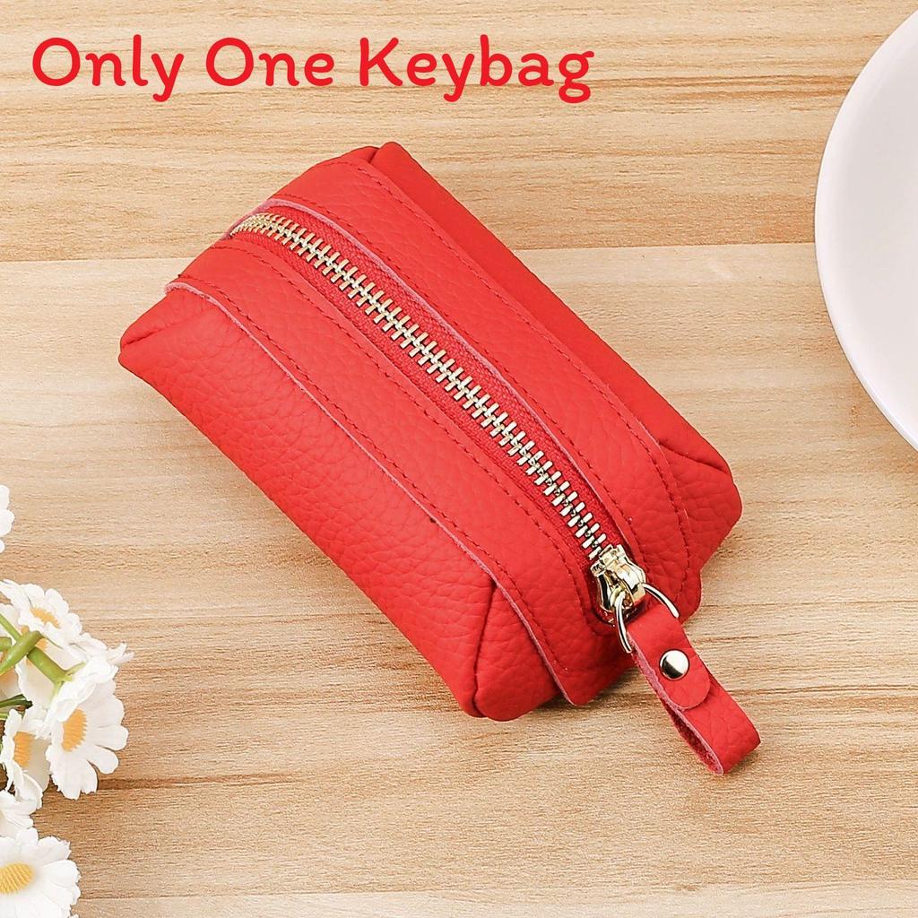 Leather Girls Mini Key Wallet With Zipper Coin Pocket For Daily Use