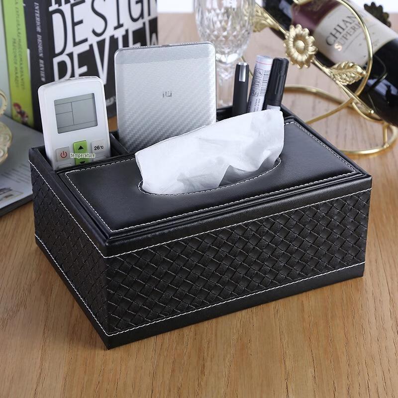 SEE KEAN Woven Tissue Box with Remote Storage