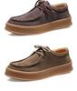 Fashion Men's Suede Leather Lace-Up Low-Top Sneakers Spring Breathable Comfortable Casual Shoes Lightweight Korean Fashion for Commuting