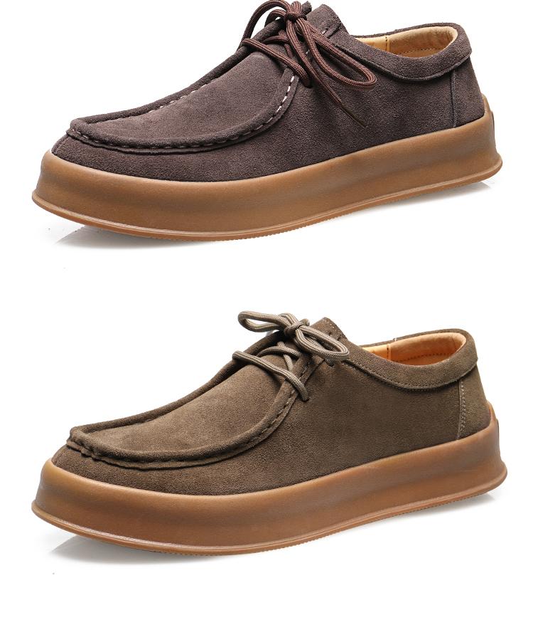 Fashion Men's Suede Leather Lace-Up Low-Top Sneakers Spring Breathable Comfortable Casual Shoes Lightweight Korean Fashion for Commuting