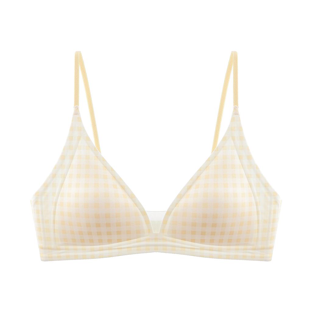 Girl Floral French Triangle Cup Underwear B Smooth Mesh Big Chest Small Non-empty Cup Anti-sagging Bra Women