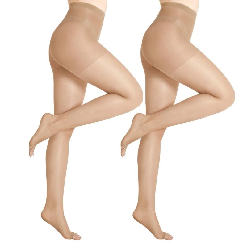 Summer Nylon Sheer Stockings Open Toe Design For Women Lightweight Control Top Tights Toeless Nonslip Pantyhose Hosiery