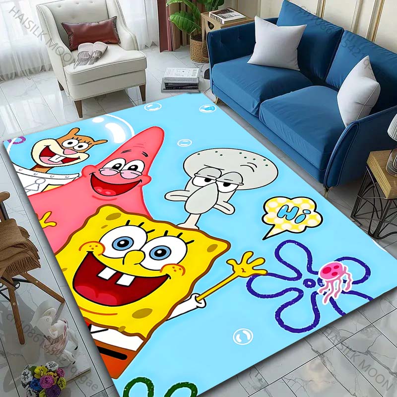 1PC Cute Spongebob and Friends Cartoon Carpet for Living Room Bedroom Sofa Doormat Home Decor Non-slip Floor Mat Luxury Gifts