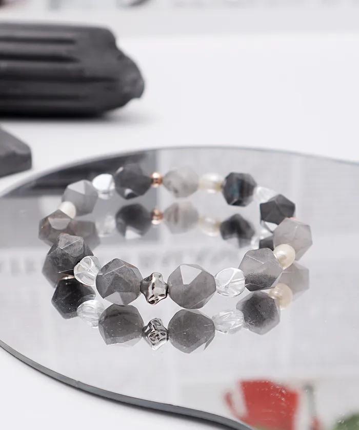 Grey Aventuri & Pearl Mix Bracelet (PLT-BR-093_BR)