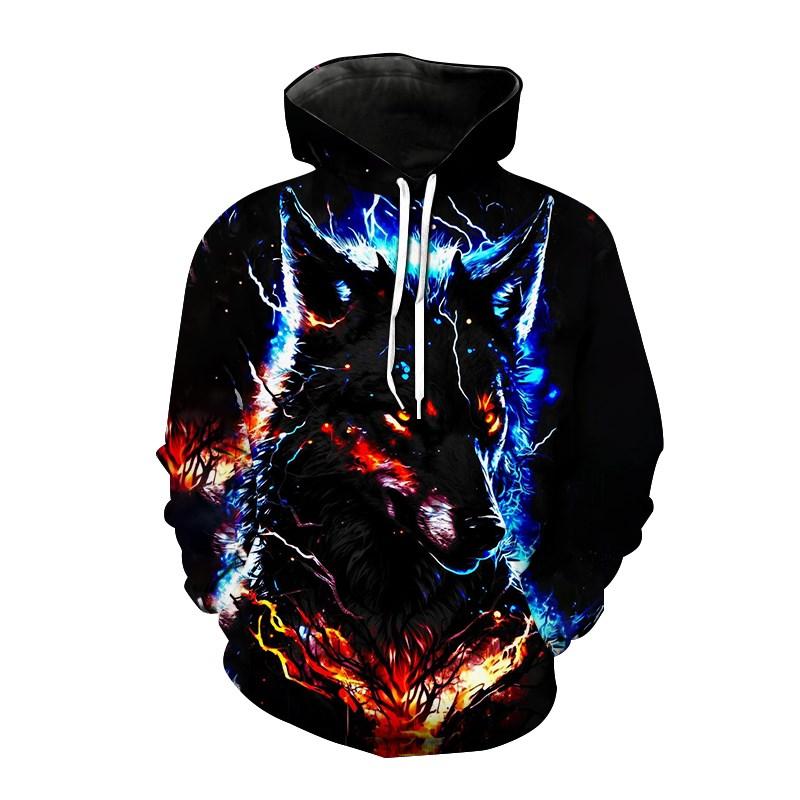 

Толстовки с капюшоном с принтом 3D Animal Wolf, мужские модные повседневные свободные пуловеры в стиле хип-хоп в стиле Харадзюку, толстовки с капюшоном 2XL