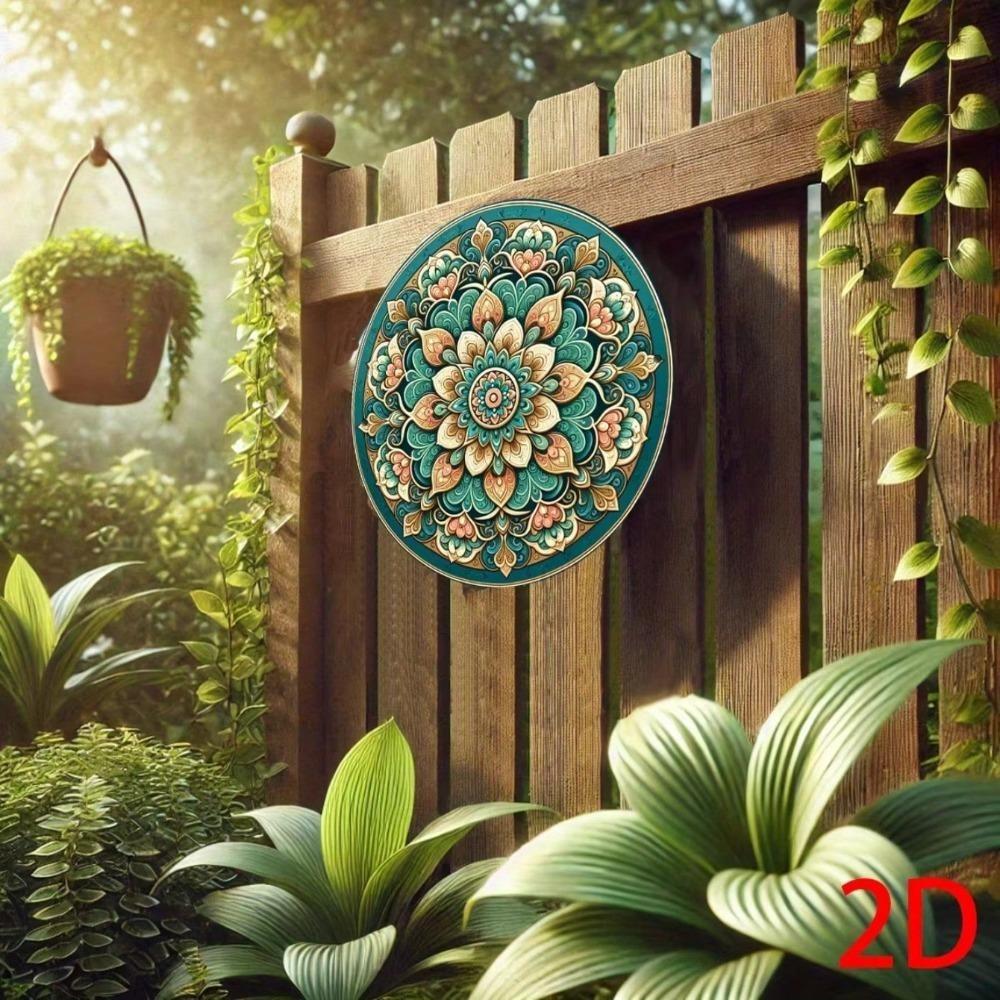 Metal Tin Sign Vintage Wall Decor Floral Round Plaque for Indoor Outdoor Hanging