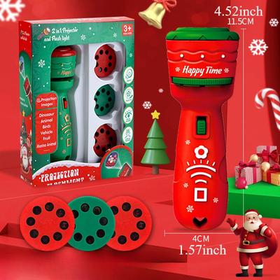 Projection Flashlight Christmas Magic Projector Wonder Lamp Toy for Kids with 24 Different Christmas Elk Santa Claus Image