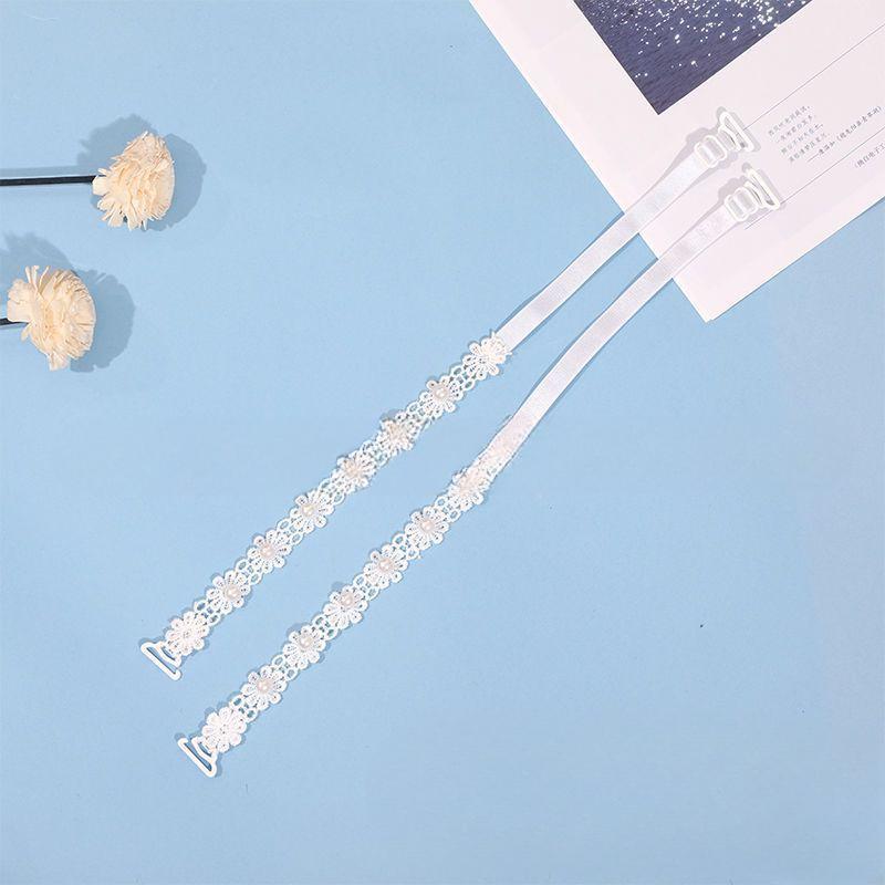 

2 шт. сексуальные модные невидимые бретельки бюстгальтера модное кружевное нижнее белье Aglet противоскользящие пряжки кружевные бретельки белый