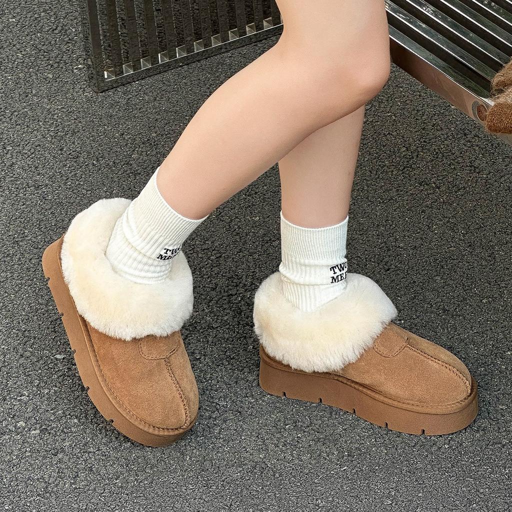 Extra Thick-soled Leather Snow Boots for Women's Winter New Velvet Thickened Northeast Non-slip Versatile Cotton Shoes for Women