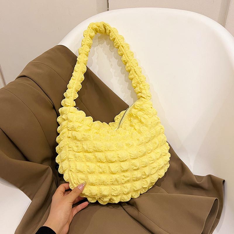 Ielgy Korean Simple Gauze Pleated Cloud Bag Shoulder Crossbody Puff Bag