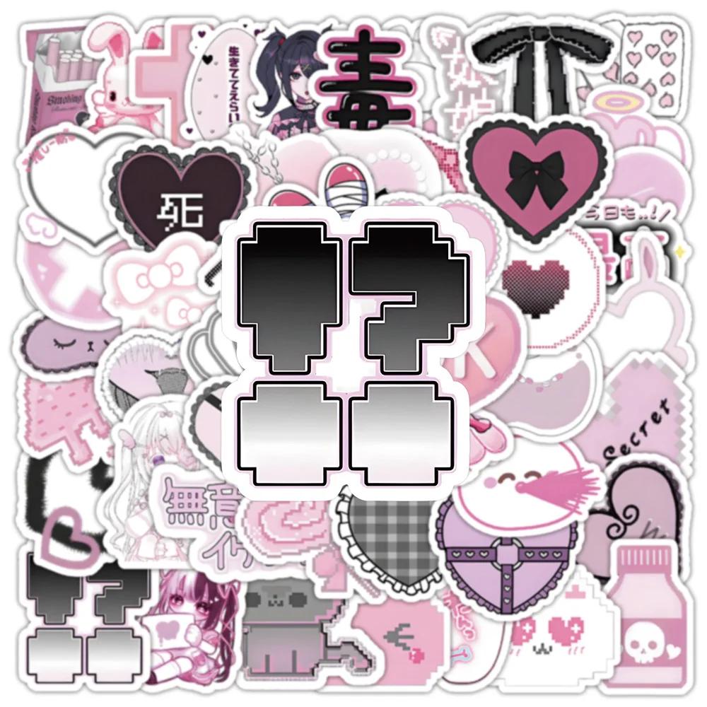 100PCS Pink Cute Goth Style Cartoon Stickers Suitcase Scrapbooking Laptop Stationery Toy Kawaii Graffiti Sticker Decorative
