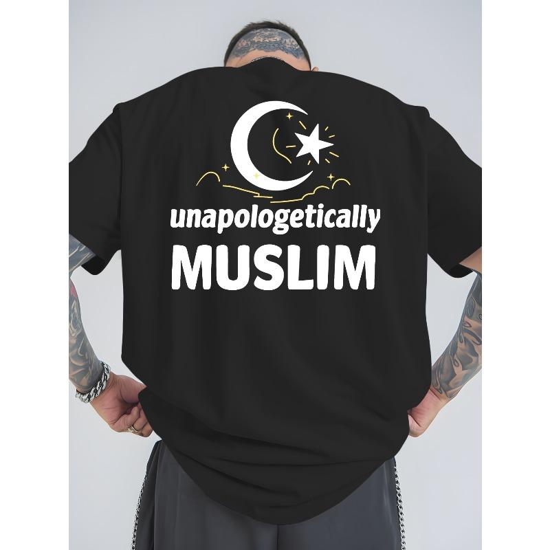 

Unapologeticcally Muslim Summer Outdoor Sports and Casual Large-size Short-sleeved T-shirts, Men s Trendy Fashion Prints, Loose Base Shirts XL чорний