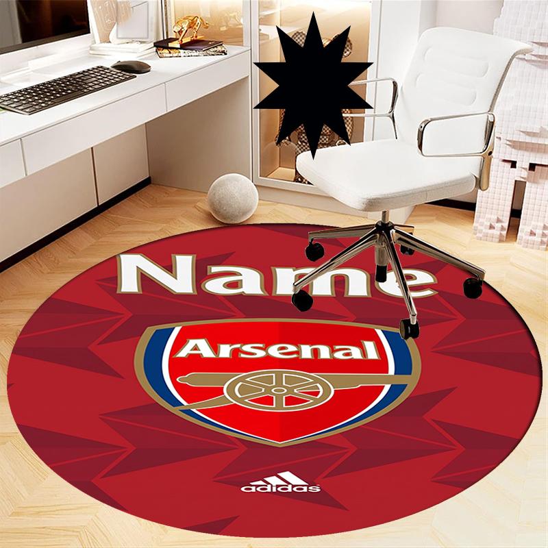 Custom Name Arsenal Football Club Printed Round Rug Carpet Chair Rug Area Rug Entryway Doormats,for Office Chair Living Room Bedroom Kitchen Room.