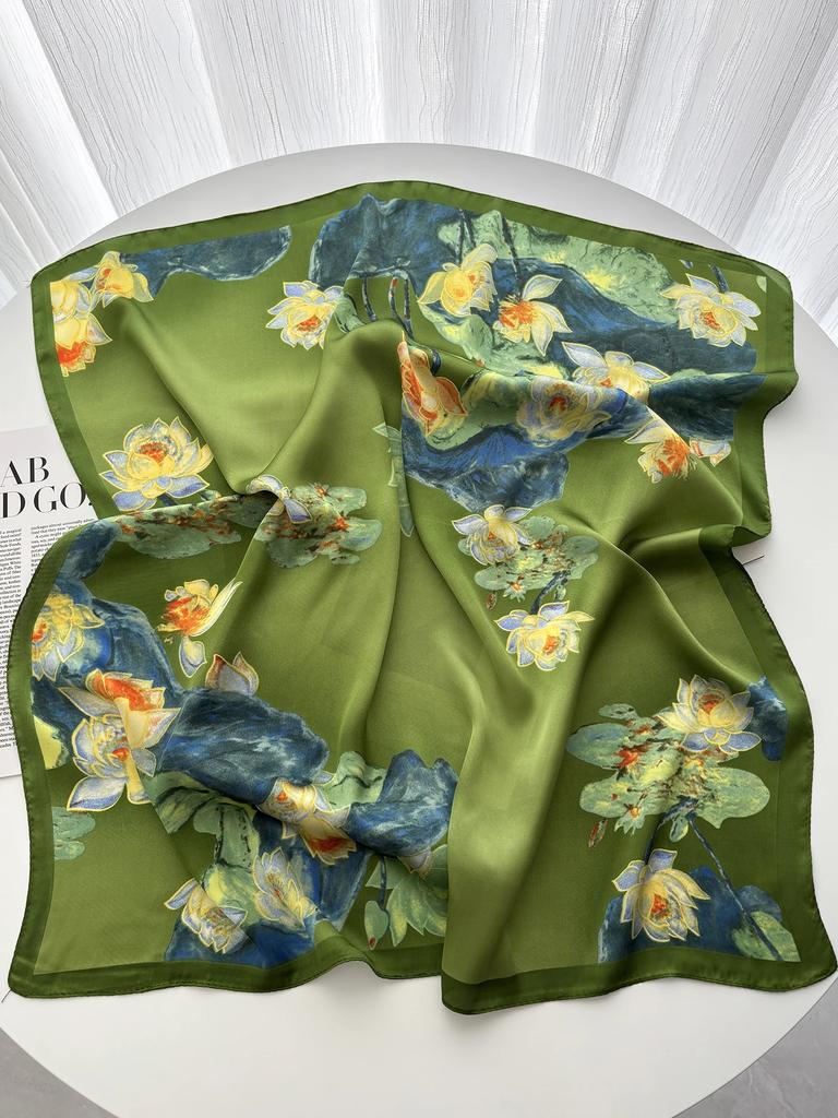 Luxury Satin Print Square Scarf Women Soft Hairband Neckerchief Office Hijab Headband Foulard Bag Ribbons Gift