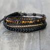 Unique Mixed Triple Simple Leather Beaded Bracelet, Tiger Eye, Copper, Black Beaded Beaded Bracelet Friendship Bracelets Jewelry