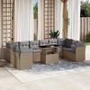 VidaXL Garden Lounge Set 11 Pcs with Beige Cushions Wicker 3266859