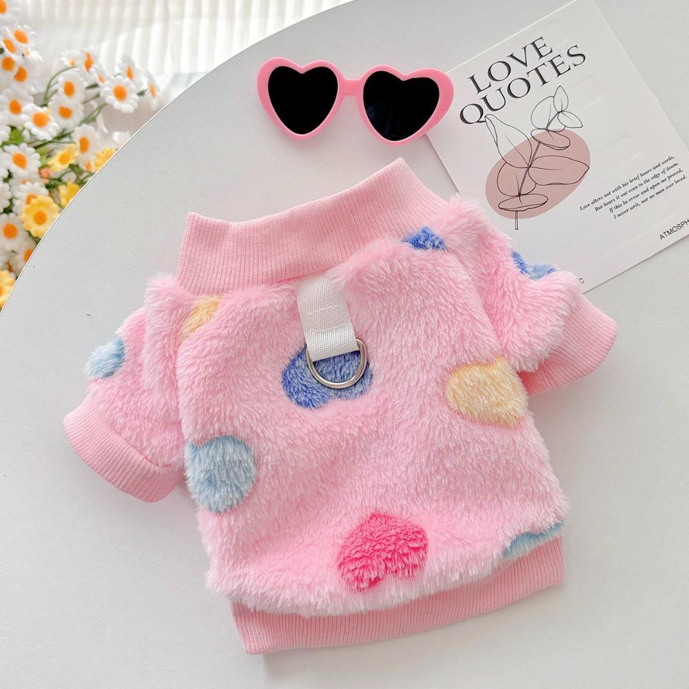 Hearted Print Pet Clothes Super Soft Dog Hoodie Cute Dog Warm Coat  Pet