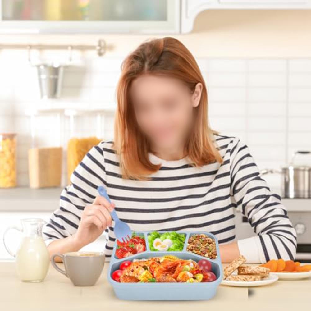 1set Lunchbox Set Microwaveable Reusable Leakproof 21x16x6cm Red,White,Blue,Green Four Vibrant Lunchboxes With Fruit Forks
