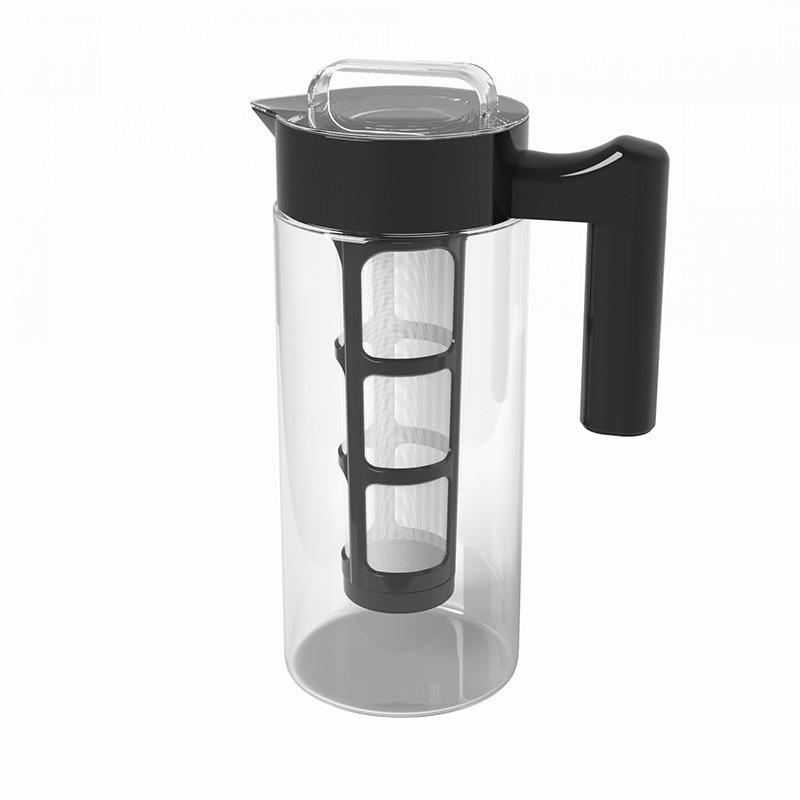 Cold Brew Coffee Maker High Borosilicate Glass Pitcher With Removable Filter Heat Resistant Iced Tea And Coffee Pot For Fridge чёрный