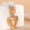 Fashion Love Hollow Pendant Collarbone Chain Simple Flat Beaded Pearl Necklace Set