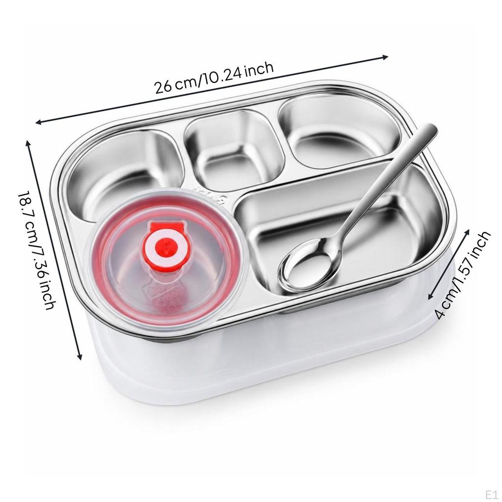 Lunch Tray with Lid Reusable Stainless Steel Food Long-Lasting for Students