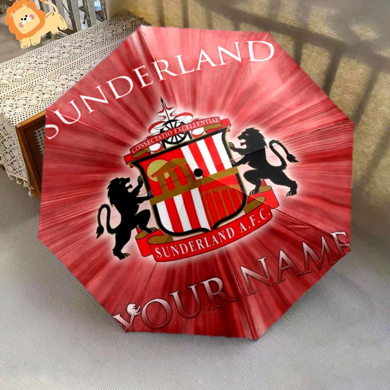 1 PC Automatic Folding Umbrella - Sunderland A.F Custom Name Pattern, Portable & Foldable Design with 8 Ribs, Christmas Birthday Gifts
