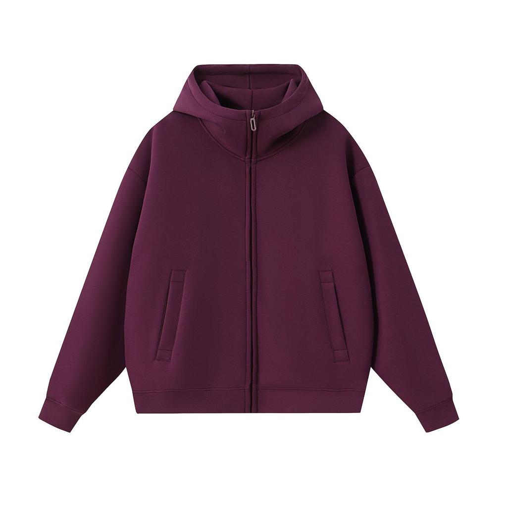 400g High Collar Zipper Cardigan Hoodie with Liquid Cotton Trendy Design - Model 9889.