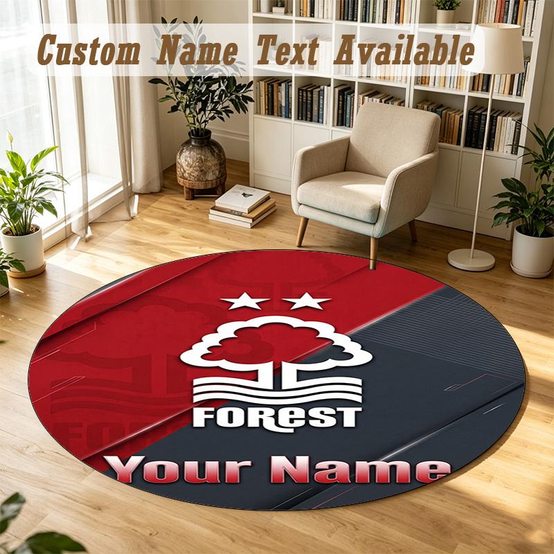 Round Rug Custom NameNottingham Forest FC Pattern Non Slip Carpet Home Floor Decor