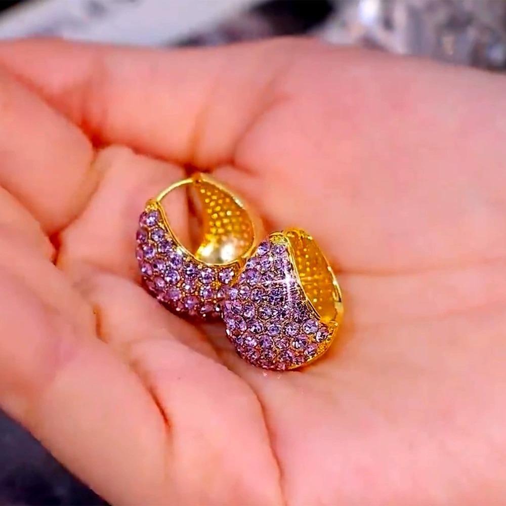 Ultra-shiny, Exquisite Purple Earrings, High-end Luxury Basket Earrings, Versatile, Simple and Elegant Earrings