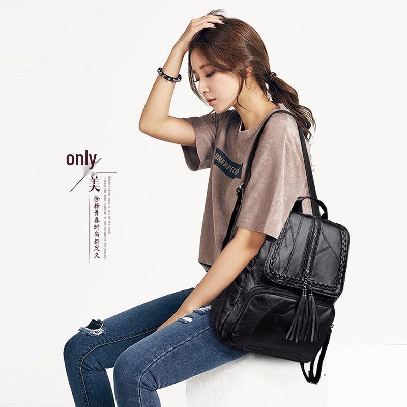 Women's Versatile PU Leather Backpack Handbag - Large Capacity Casual Schoolbag