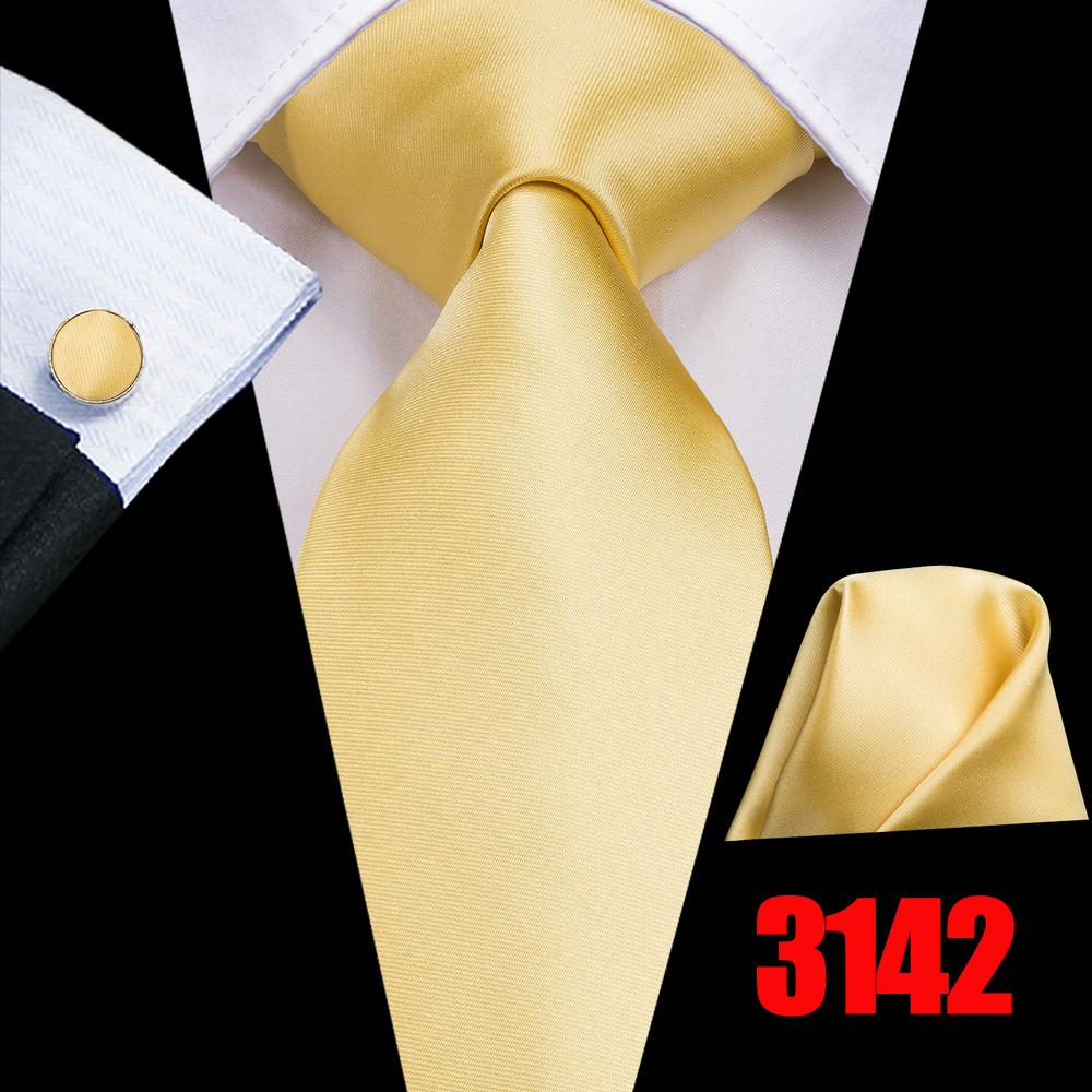 Hi-Tie Mens Golden Silk Tie Business Wedding Necktie Hanky Cufflinks