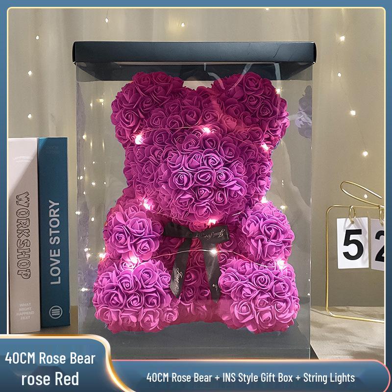 Eternal Rose Bear: Valentine's, Mother's Day & Birthday Gift, Floral Bouquet Ornament for Girlfriend.