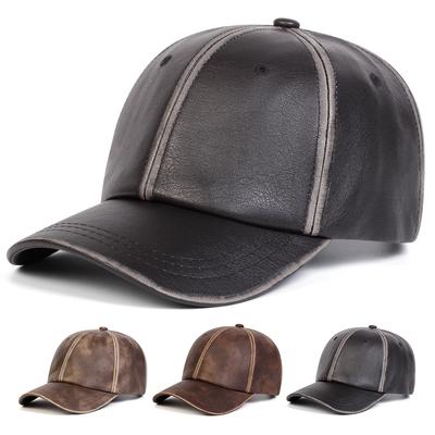 Unisex Handabwaschbares PU-Leder Verstellbare Vielseitige Baseballkappe Trucker-Hüte Frühling Herbst Outdoor-Freizeithüte Reisezubehör für Damen Herren