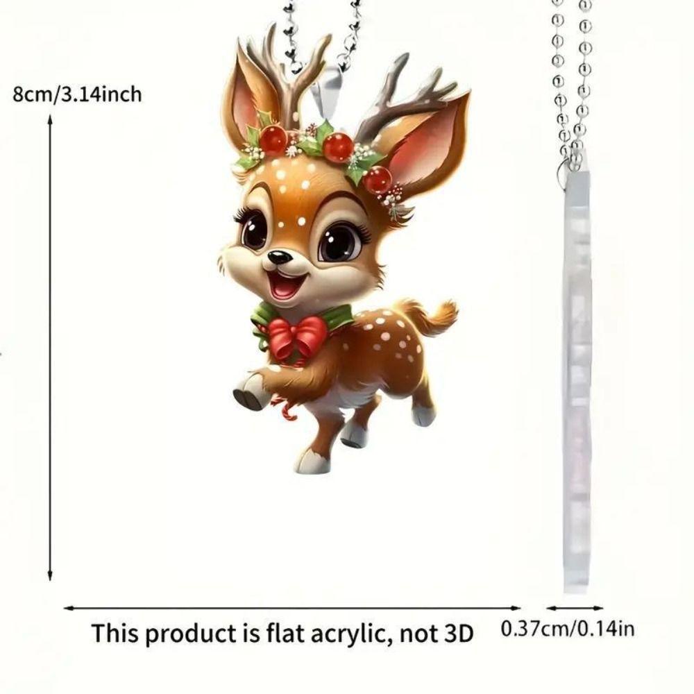 Mignon Pendentif Suspendu Cerf de Noël Plat 2D Modèle Cerf Acrylique Ornement Suspendu Sapin de Noël Porte-clés Cerf Charms Sac