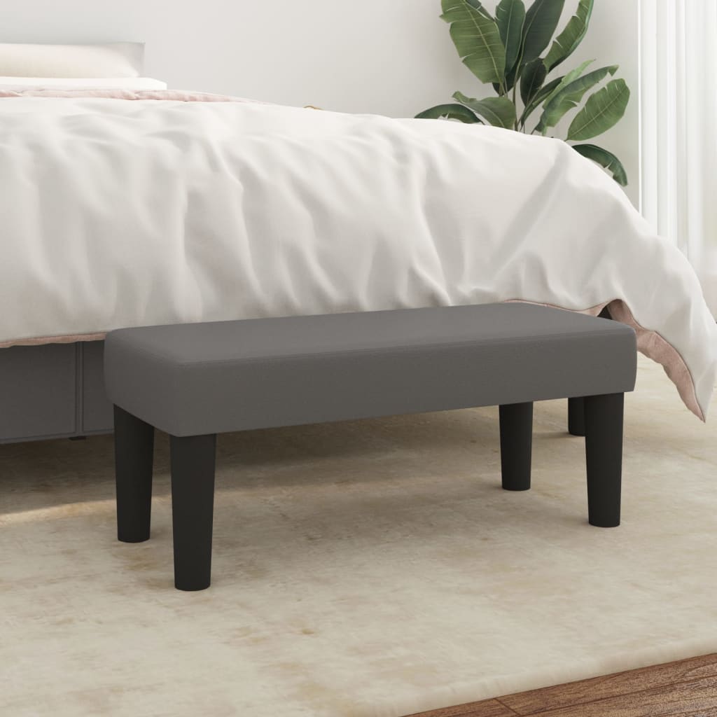 Gray Bench 70 X 30 X 30 Cm Faux Leather