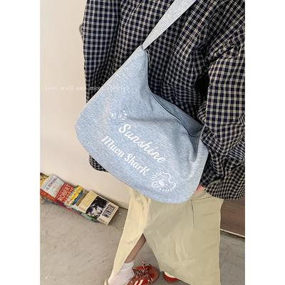 Casual Letter Denim Canvas Bag Women's  New Fashion Tote Bag Versatile Messenger Tote Bag