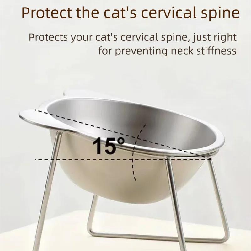 Pet Products Stainless Steel Pet Bowl Slanted Anti Cervical Spondylosis Dual Use Feeder for Cats and Dogs MW05