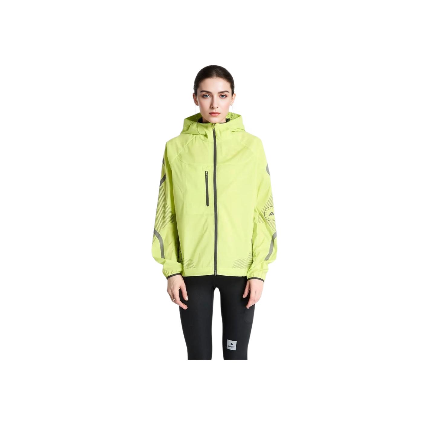 Adidas Reflective Striped Hooded Long Sleeve Jacket Women Jacket Green JJ0110 S
