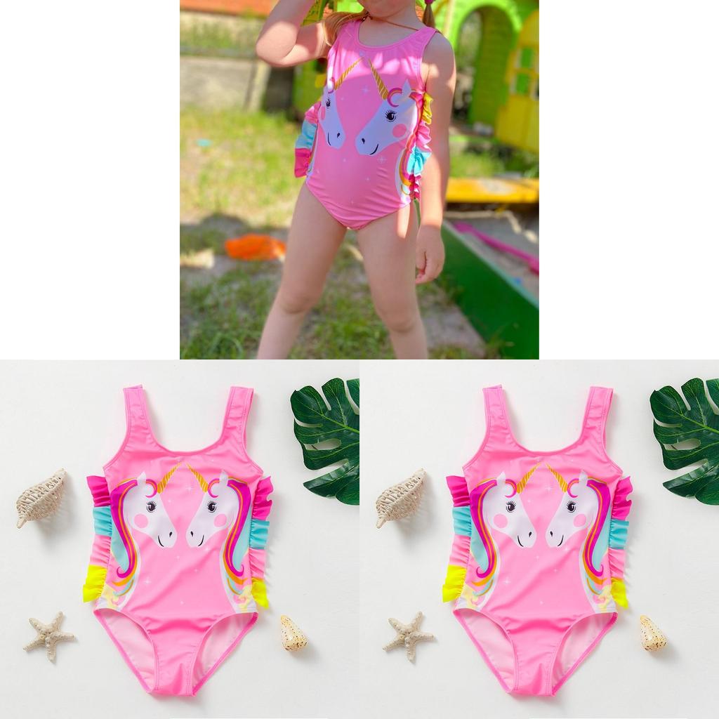 Einhorn Kinder Badeanzug Für Mädchen Mit Rüschenbesatz Polyester Für Wasseraktivitäten