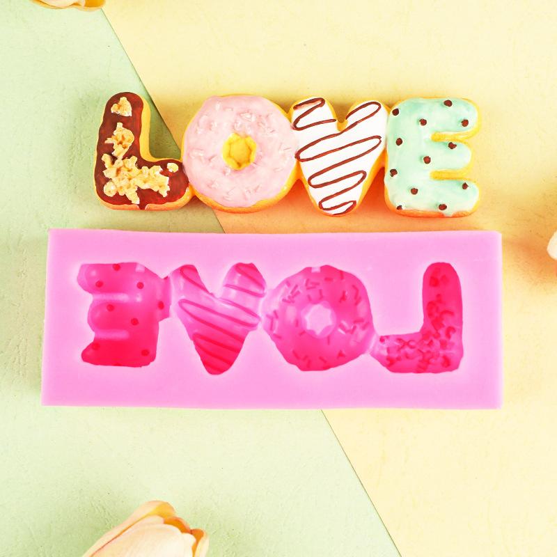 1pc "LOVE" Letter Donut-Shaped Silicone Mold for Chocolate, Fondant & Candy - 3D Baking Molds for DIY Cake Decorating,
